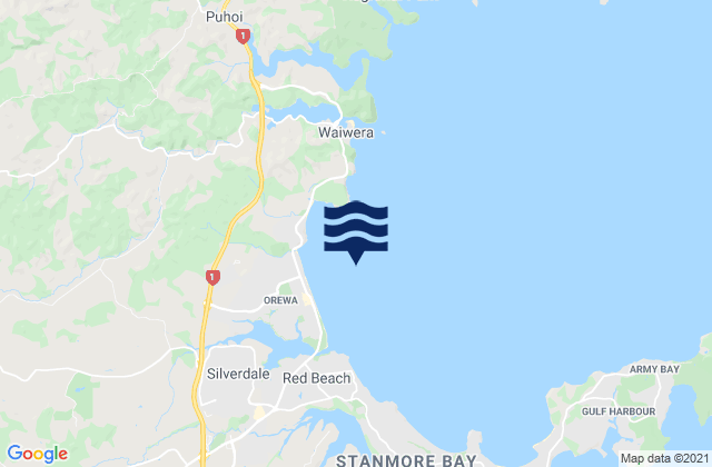 Mapa da tábua de marés em Whangaparaoa Bay, New Zealand