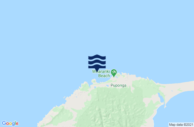 Mapa da tábua de marés em Wharariki Beach, New Zealand