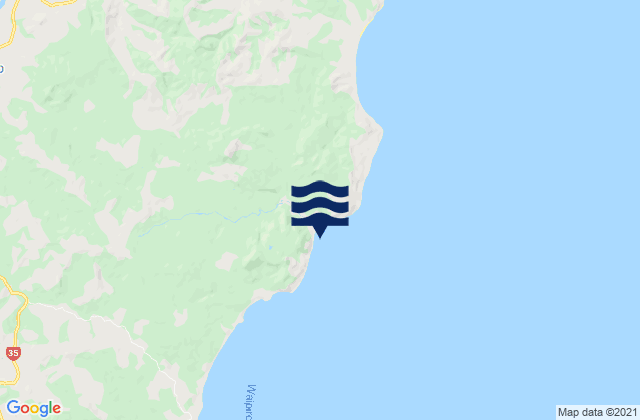 Mapa da tábua de marés em Whareponga Bay, New Zealand