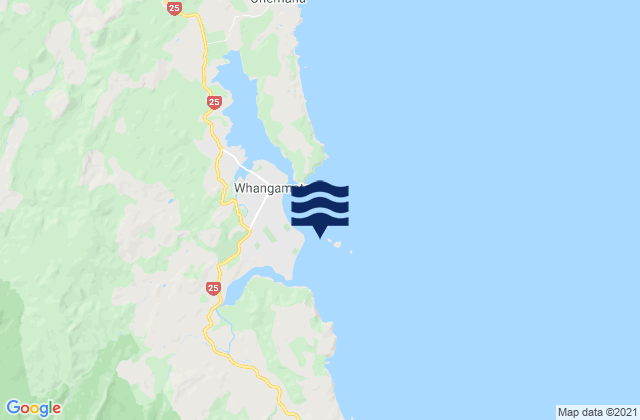 Mapa da tábua de marés em Whenuakura Island, New Zealand
