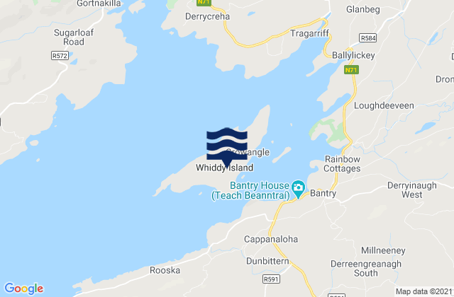 Mapa da tábua de marés em Whiddy Island, Ireland
