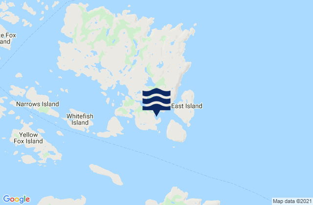 Mapa da tábua de marés em White Bear Arm, Canada
