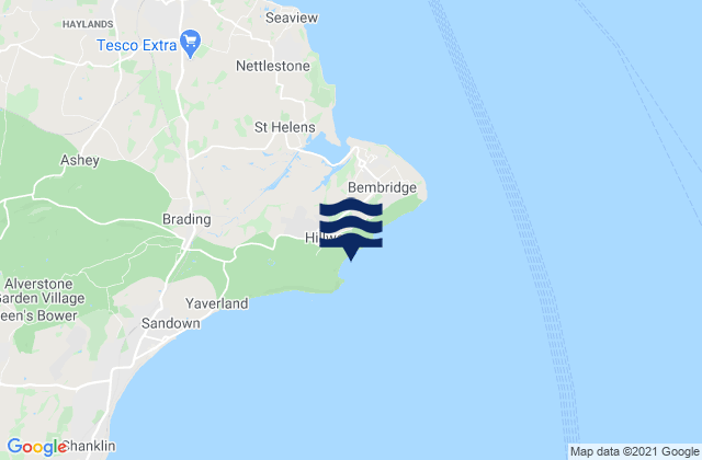 Mapa da tábua de marés em Whitecliff Bay Beach, United Kingdom