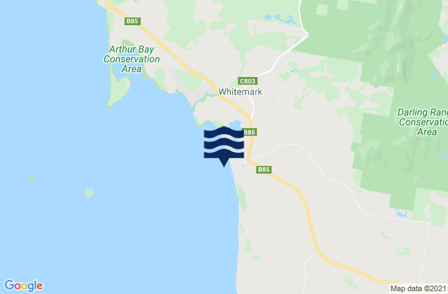 Mapa da tábua de marés em Whitemark Beach, Australia