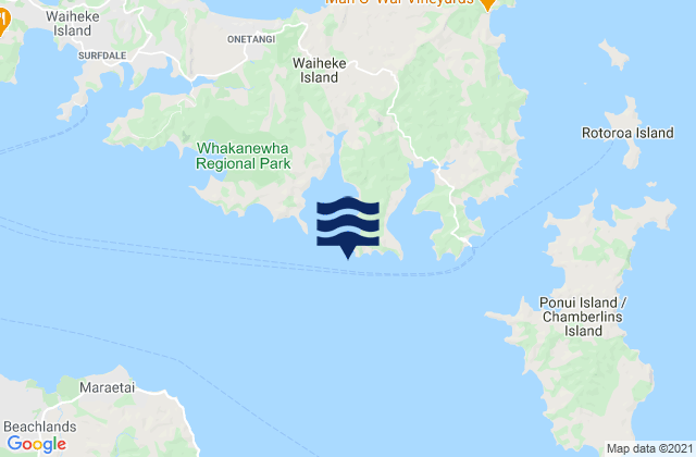 Mapa da tábua de marés em Whites Bay, New Zealand