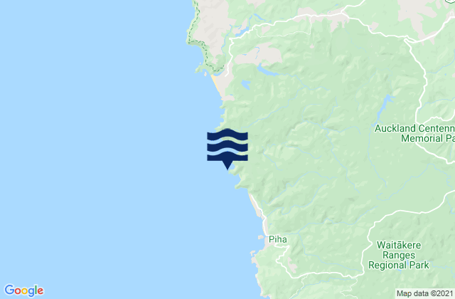 Mapa da tábua de marés em Whites Beach, New Zealand