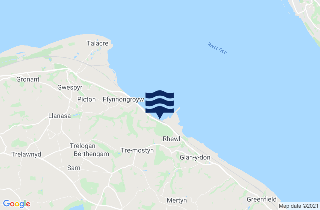Mapa da tábua de marés em Whitford, United Kingdom