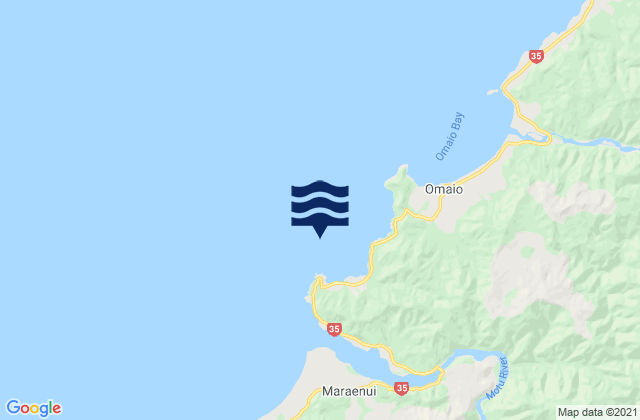 Mapa da tábua de marés em Whitianga Bay, New Zealand