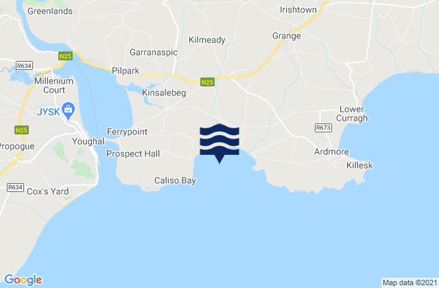 Mapa da tábua de marés em Whiting Bay, Ireland