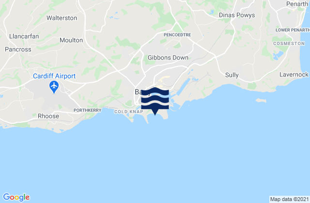 Mapa da tábua de marés em Whitmore Bay Beach, United Kingdom