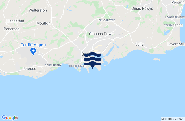 Mapa da tábua de marés em Whitmore Bay, United Kingdom