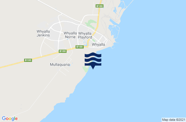 Mapa da tábua de marés em Whyalla, Australia