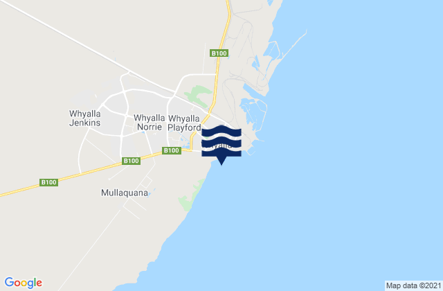 Mapa da tábua de marés em Whyalla, Australia