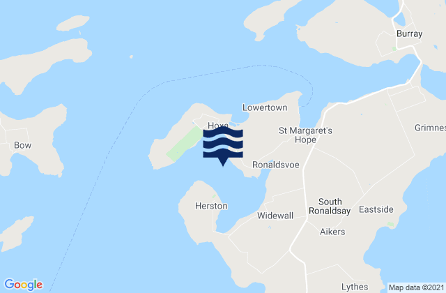 Mapa da tábua de marés em Widewall Bay, United Kingdom
