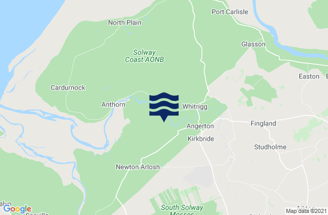 Mapa da tábua de marés em Wigton, United Kingdom