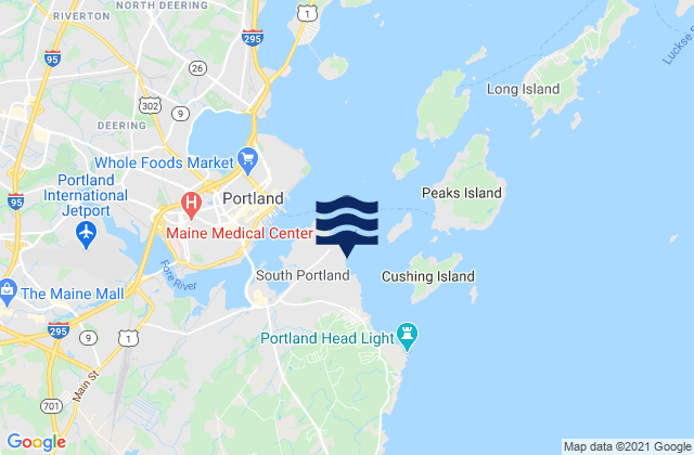 Mapa da tábua de marés em Willard Beach, United States