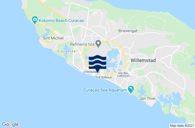 Mapa da tábua de marés em Willemstad, Curacao