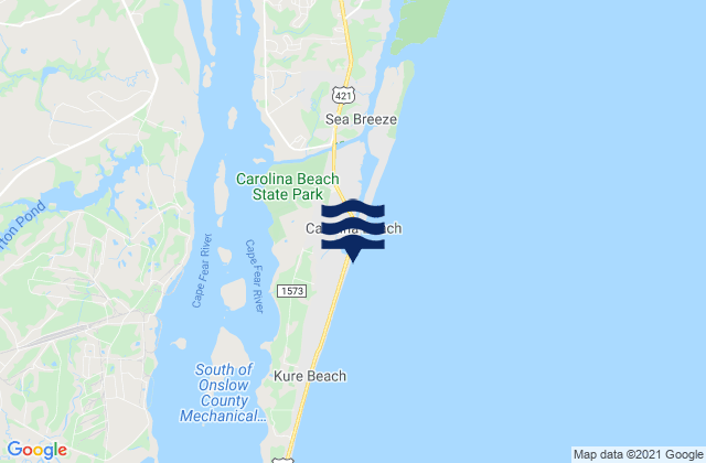 Mapa da tábua de marés em Wilmington Beach, United States