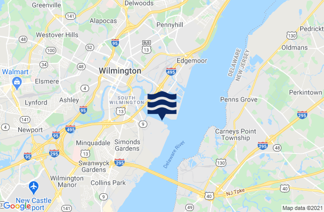 Mapa da tábua de marés em Wilmington Marine Terminal, United States