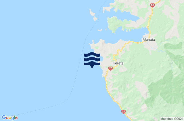 Mapa da tábua de marés em Wilson Bay, New Zealand