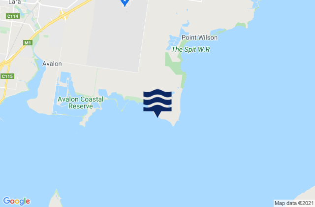 Mapa da tábua de marés em Wilson Spit, Australia