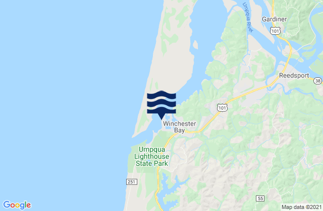 Mapa da tábua de marés em Winchester Bay, United States