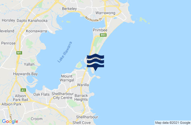 Mapa da tábua de marés em Windang Beach, Australia