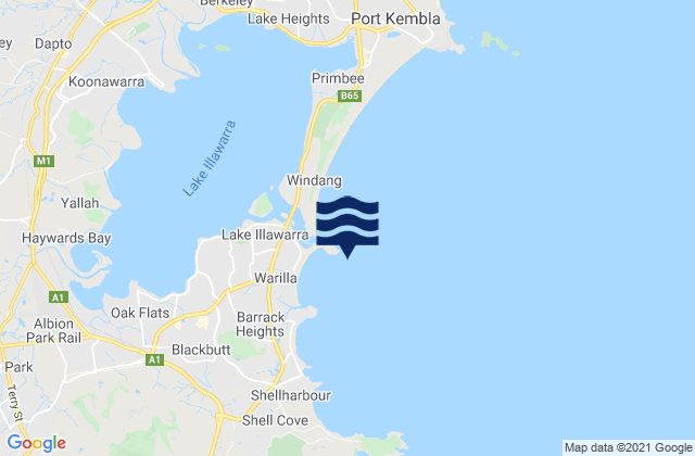 Mapa da tábua de marés em Windang Island, Australia