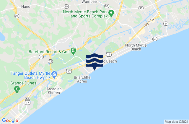 Mapa da tábua de marés em Windy Hill Beach, United States
