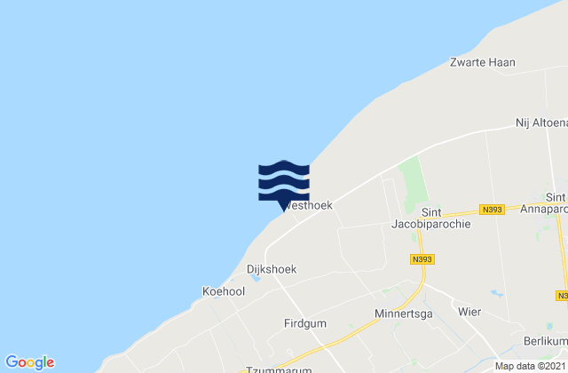Mapa da tábua de marés em Winsum, Netherlands