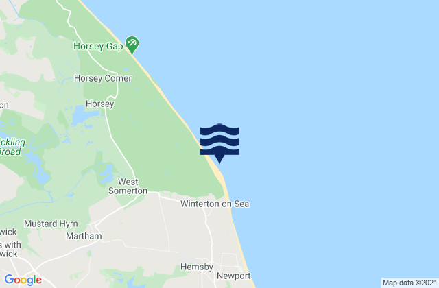 Mapa da tábua de marés em Winterton-on-Sea, United Kingdom