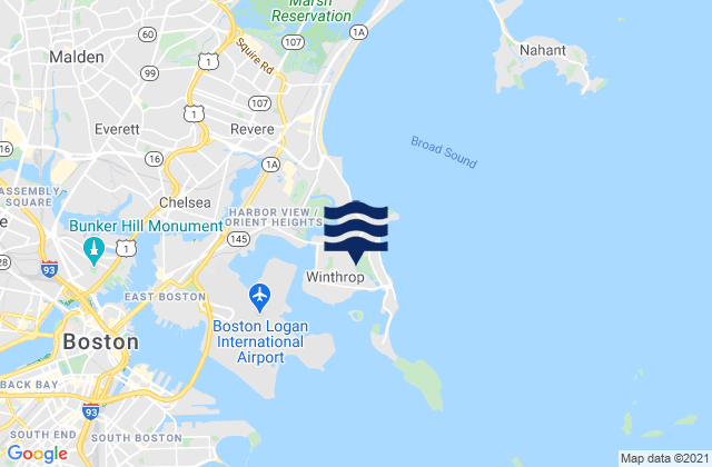 Mapa da tábua de marés em Winthrop, United States