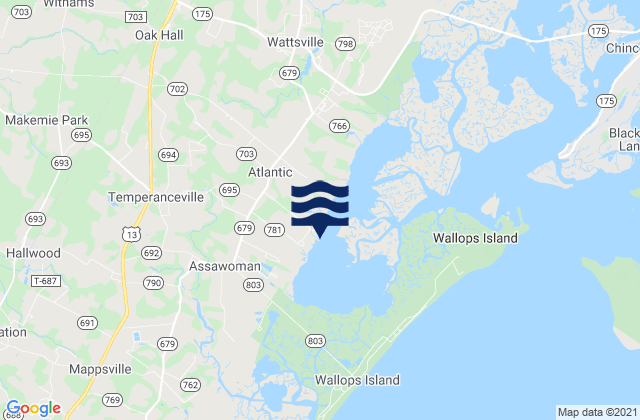 Mapa da tábua de marés em Wishart Point (Bogues Bay), United States