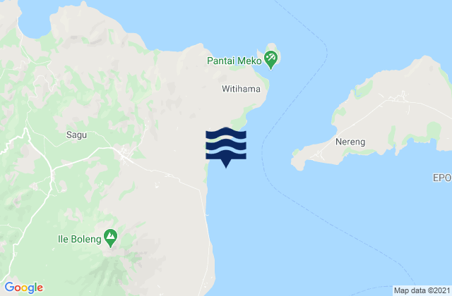 Mapa da tábua de marés em Witihama, Indonesia