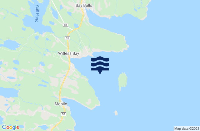 Mapa da tábua de marés em Witless Bay, Canada
