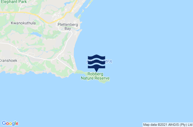 Mapa da tábua de marés em Witsand, South Africa