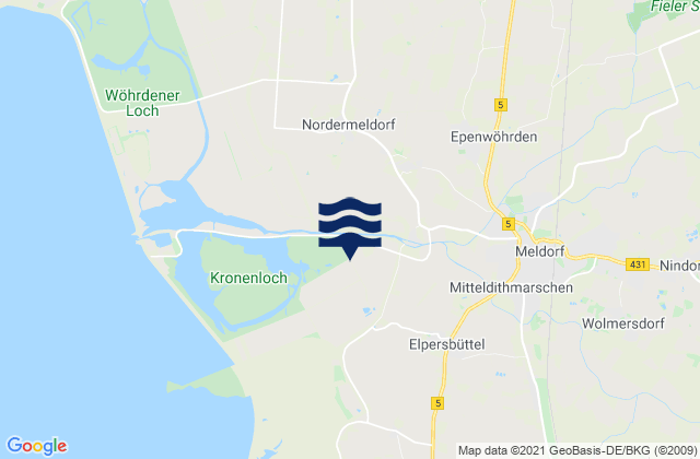 Mapa da tábua de marés em Wolmersdorf, Germany