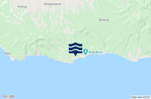 Mapa da tábua de marés em Wolokoli, Indonesia