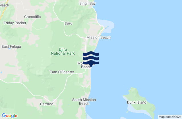Mapa da tábua de marés em Wongaling Beach, Australia