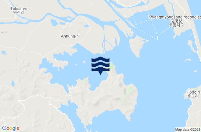Mapa da tábua de marés em Wonsan, North Korea