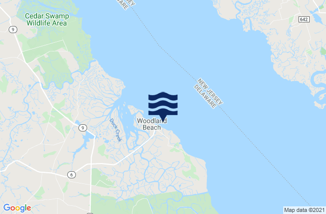 Mapa da tábua de marés em Woodland Beach Del., United States