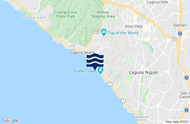 Mapa da tábua de marés em Woods Cove, United States