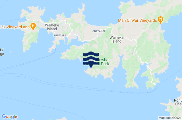 Mapa da tábua de marés em Woodside Bay, New Zealand