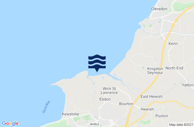 Mapa da tábua de marés em Woodspring Bay, United Kingdom