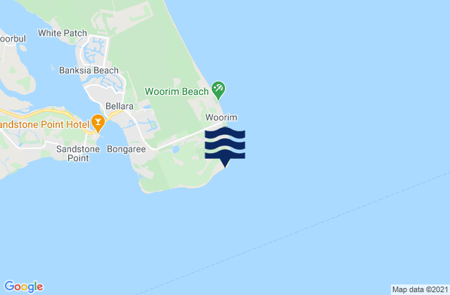 Mapa da tábua de marés em Woody Bay, Australia