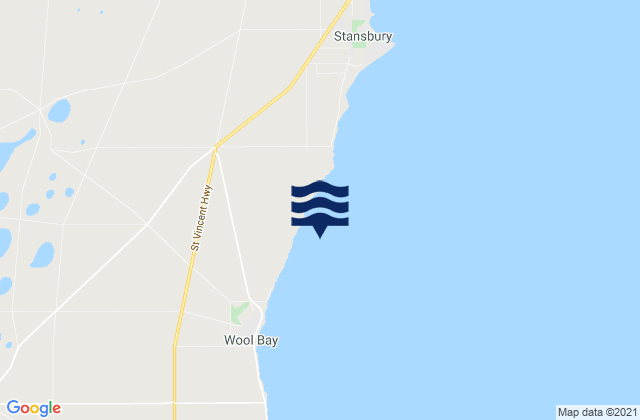 Mapa da tábua de marés em Wool Bay, Australia