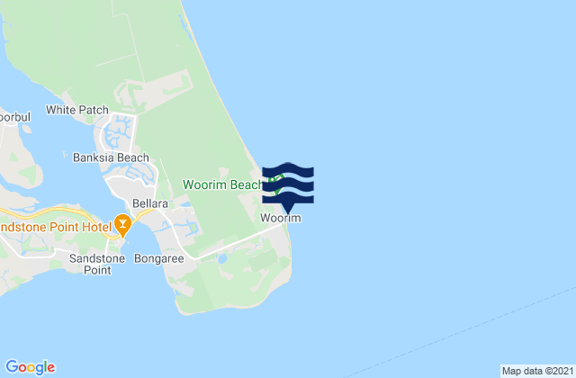 Mapa da tábua de marés em Woorim, Australia