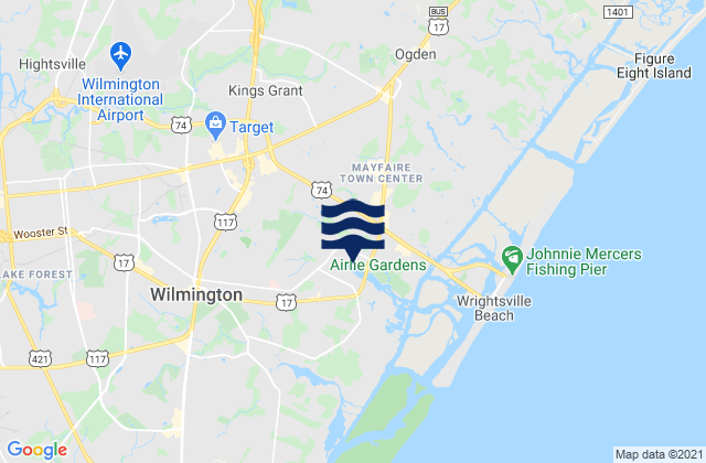 Mapa da tábua de marés em Wrightsboro, United States