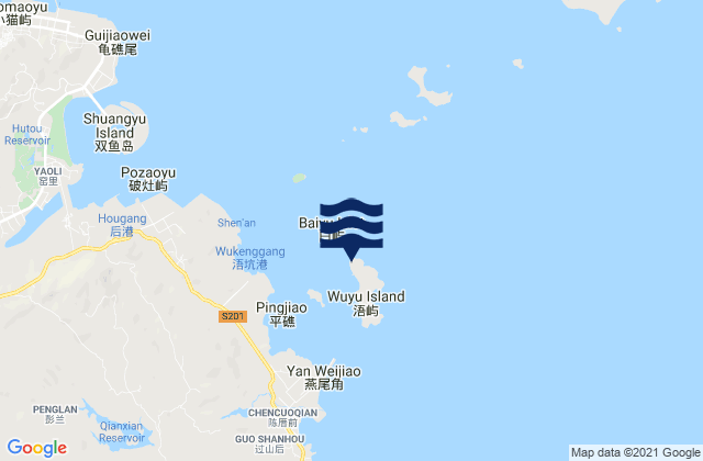 Mapa da tábua de marés em Wuyucun, China