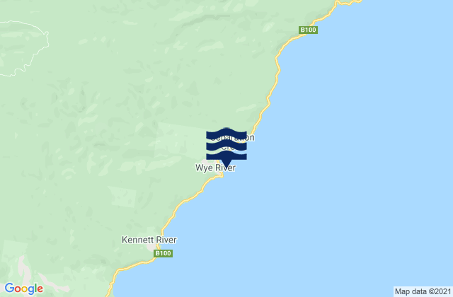 Mapa da tábua de marés em Wye River, Australia